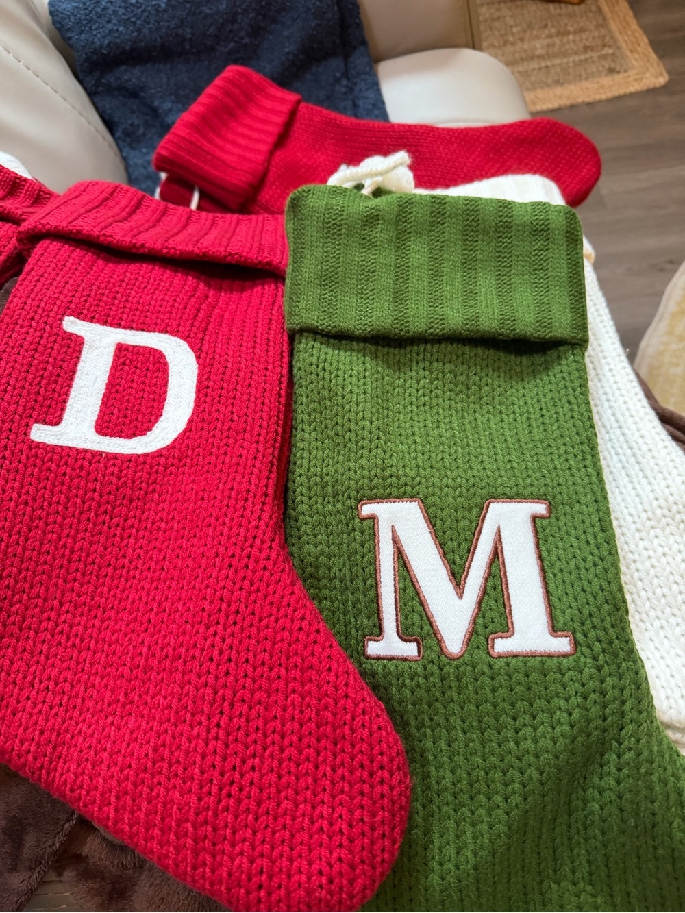 Personalized Holiday 17 1/4” long & 7 1/2” Opening Stockings Green/Red/White